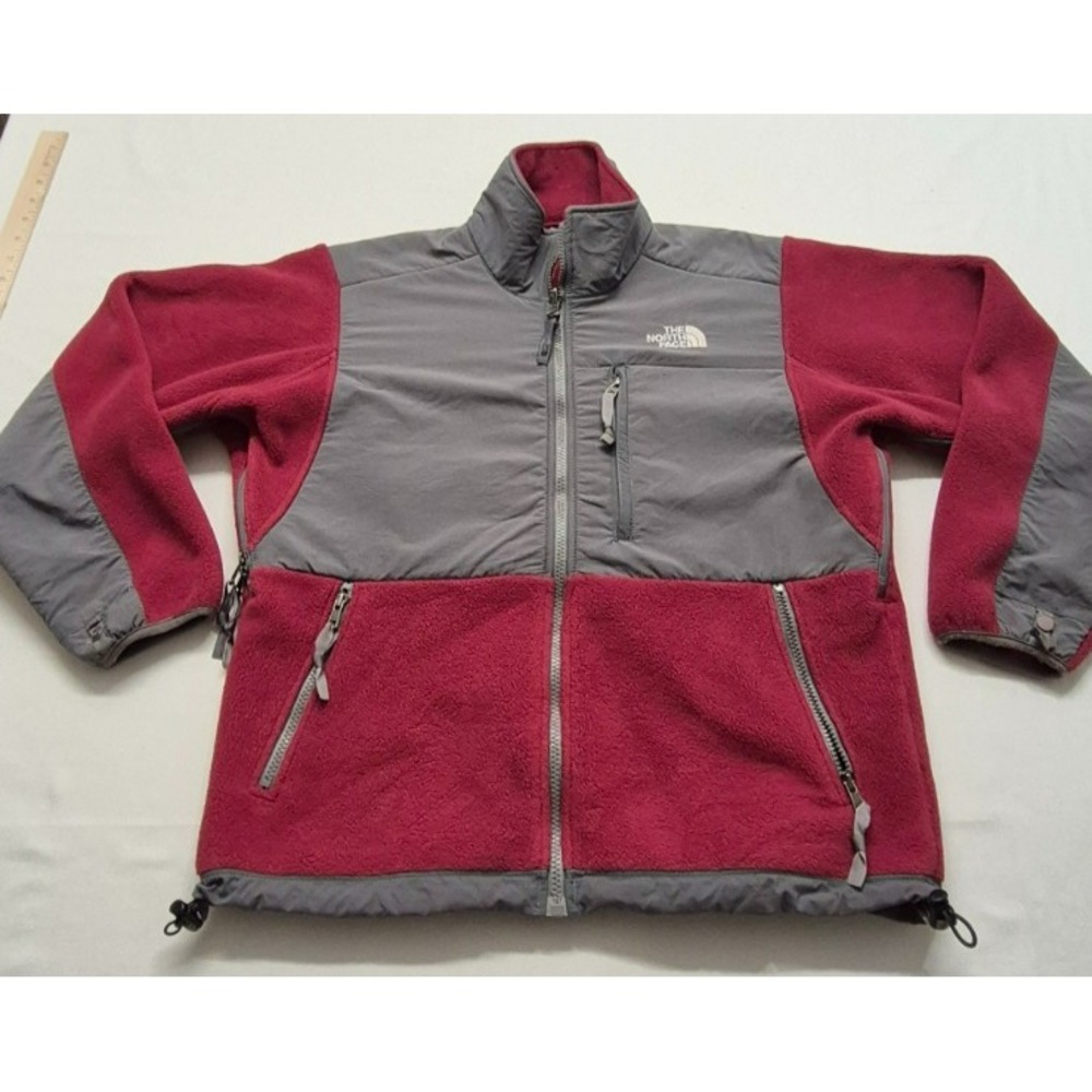The North Face Denali Fleece Jacket Women's Small‎ Red Gray Full Zip Pockets
